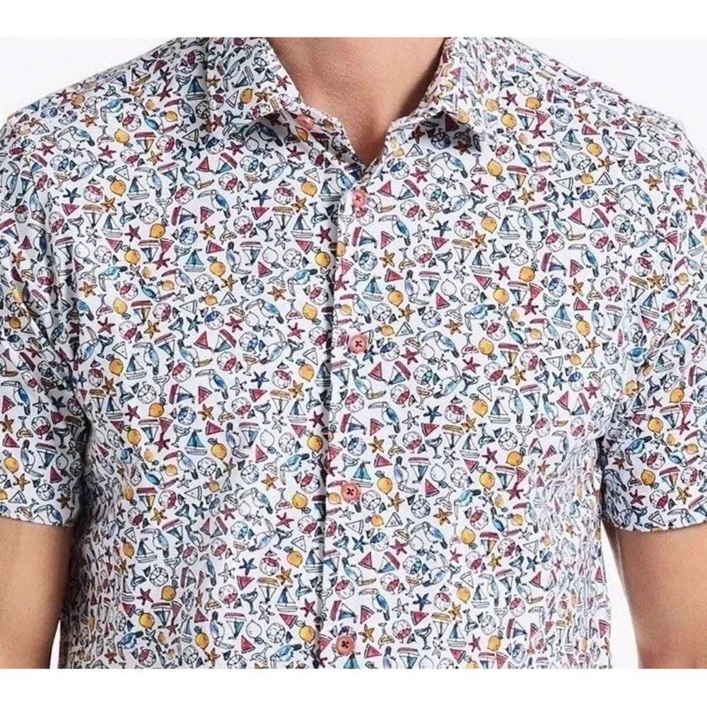 NWT Robert Graham Summer Sails Shirt Men's XL Classic Fit Short Sleeve Button Up